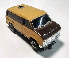 Vintage Aurora AFX Tan/Brown Ford Street Van HO Slot Car 4 Gear Chassis