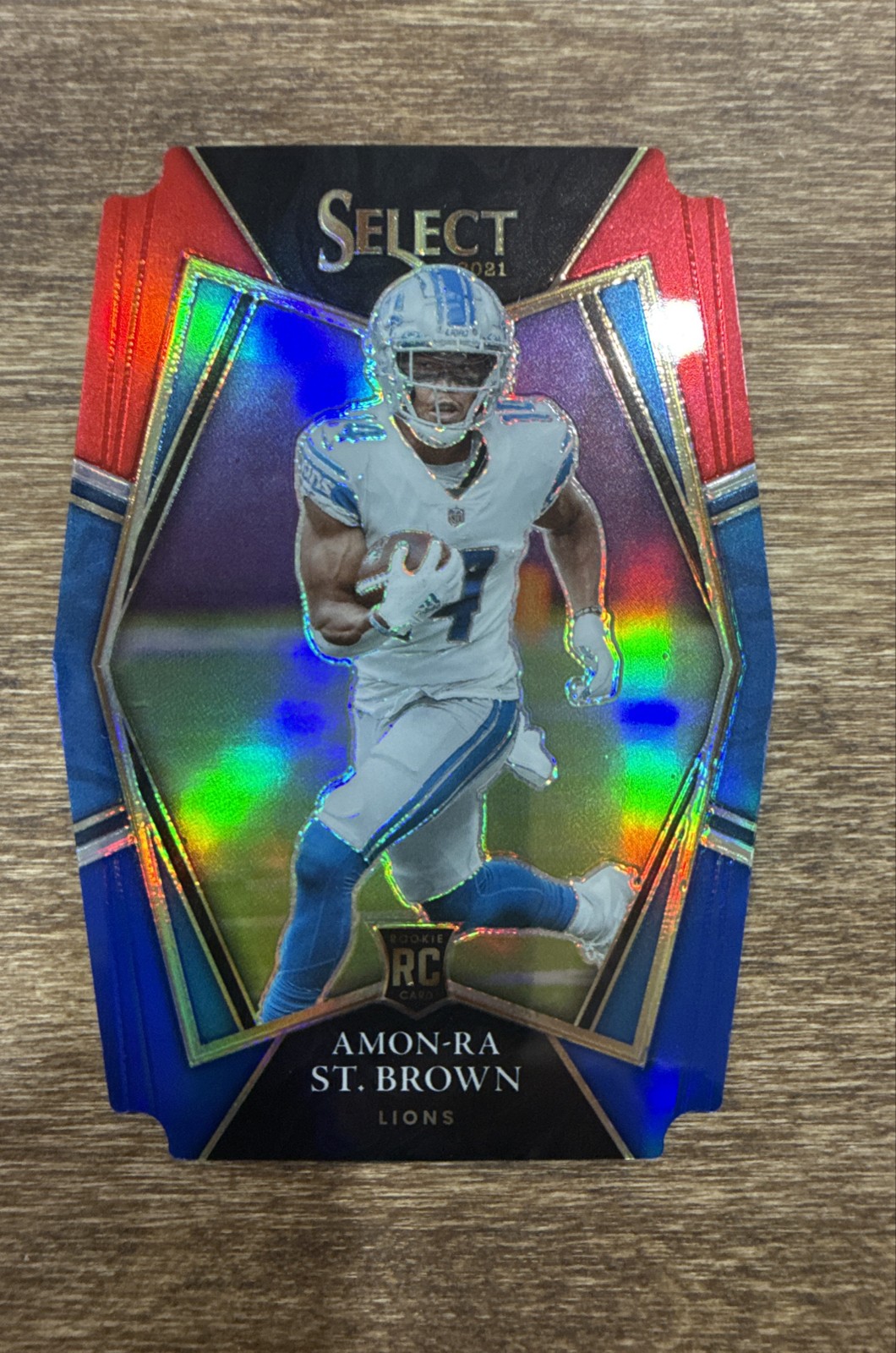 2021 Panini Select Die Cut Amon-Ra St. Brown #173 Red & Blue Prizm Mint !