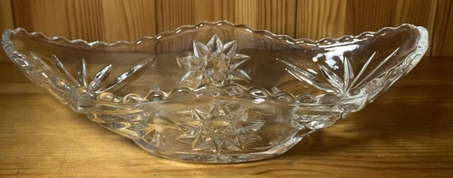 Anchor Hocking Clear Glass Banana Boat Star of David Relish or Candy Dish 9” VTG