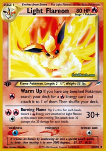 Light Flareon - 46/105 - Uncommon - 1st Edition LP, English Pokemon Neo Destiny