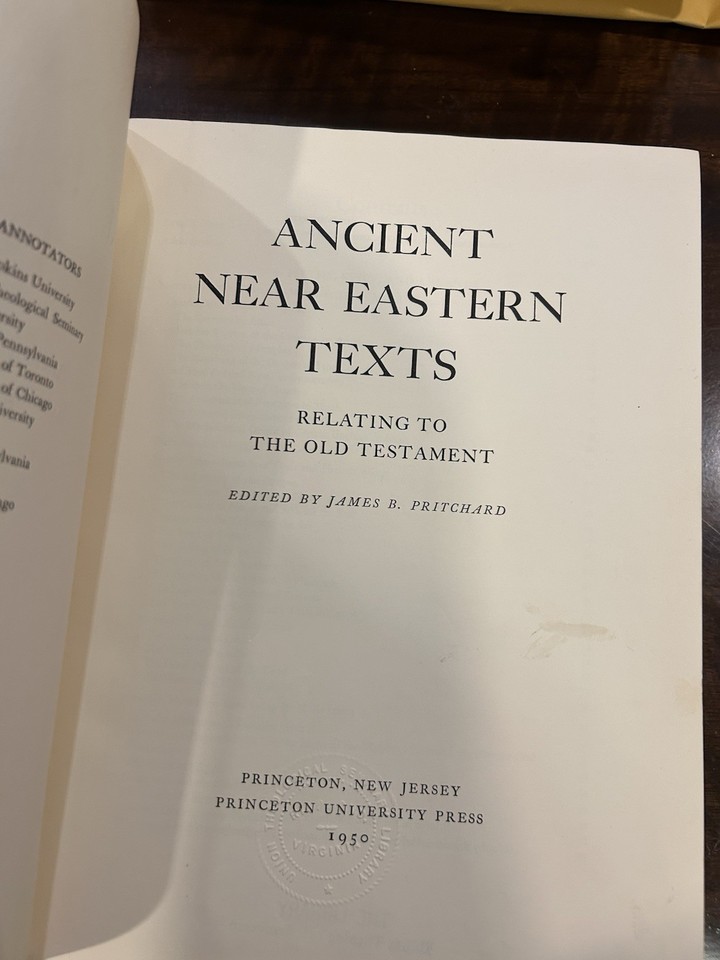 ANCIENT NEAR EASTERN TEXTS RELATING TO THE OLD TESTAMENT Pritchard