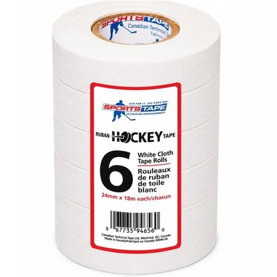 sports tape ST Pro-Grade Cloth Hockey Tape (6 Rolls) - Strong One Size, White