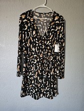 Nine West Black Animal Print Wrap Dress