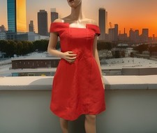 halston heritage dress 8 Orange Off The Shoulder Corset Lined Puff Skirt