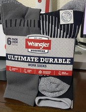 Wrangler 6 Pair Ultimate Durable Work Socks Men's Sz 6-12 Reinforced Toe. NEW