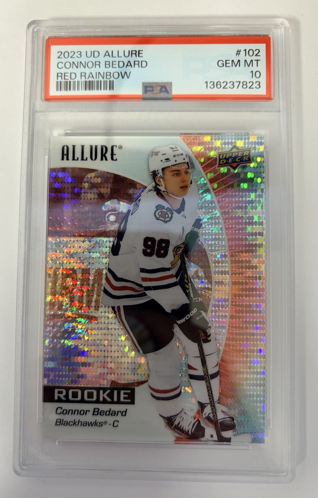 2023 Upper Deck Allure Red Rainbow Connor Bedard #102 PSA 10 GEM MT