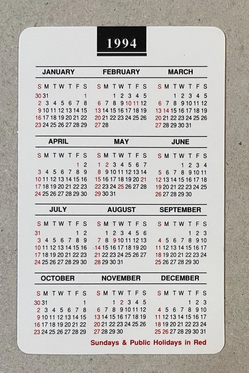 1994 Singapore OCBC bank pocket calendar - Stamford Raffles | eBay