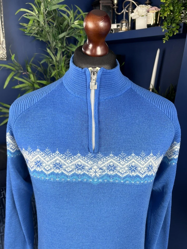 Dale Of Norway Mens Quarter Zip Pullover Sweater Merino Wool Fairisle Small - Image 2 of 4