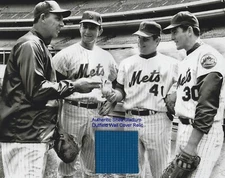 1969 NY Mets 8x10 Photo w/Shea Stadium AUTHENTIC Outfield Wall Cover Relic w/COA