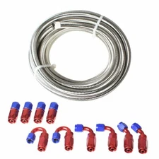 4AN AN4 20ft Braided Fuel Hose Line w/ 10PCS Swivel Hose End Fitting Kit 