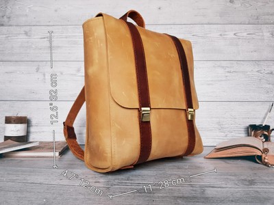 Designer handmade Leather travel backpack Bag gym office Weekender
