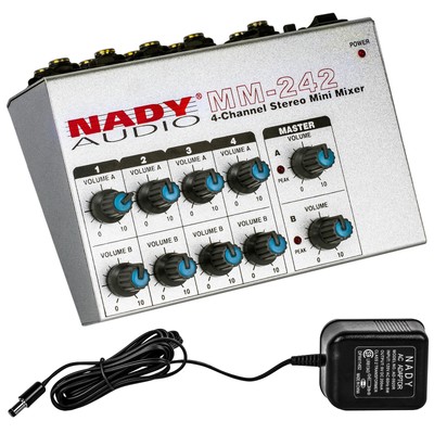 MM-242 4 Stereo / 8 Mono Channel Mini Mixer with mono/stereo mode, ¼  Inputs ...