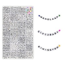 1120Pcs Square Acrylic 6x6mm Alphabet A-Z Letters Beads with Numbers Colorful...