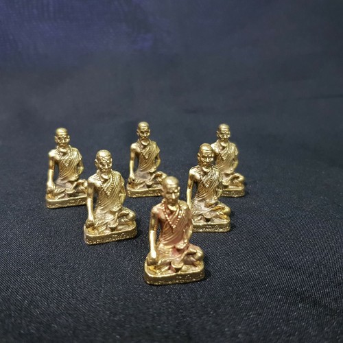 6x Jivaka Kumarabhrtra Doctor of Lord Buddha Brass Statue God of Health Amulet - Afbeelding 4 van 12