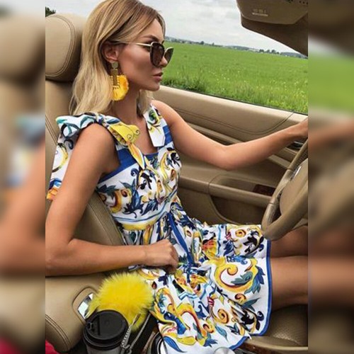 Abito Vestito Floreale Prendisole Stampa Maiolica Majolica Da Donna 20207 |  eBay