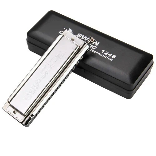 10/12/14/16 Holes C Key Sliver Chromatic Harmonica in Turning Round Blow Holes - Image 2 of 4