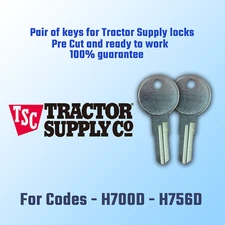 H700D-H756D Replacement keys for Tractor Supply tool box locks Cut to Code.