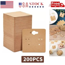 200 Pack Earring Display Cards Holder for Selling Jewelry Ear Studs Kraft 2"x2"