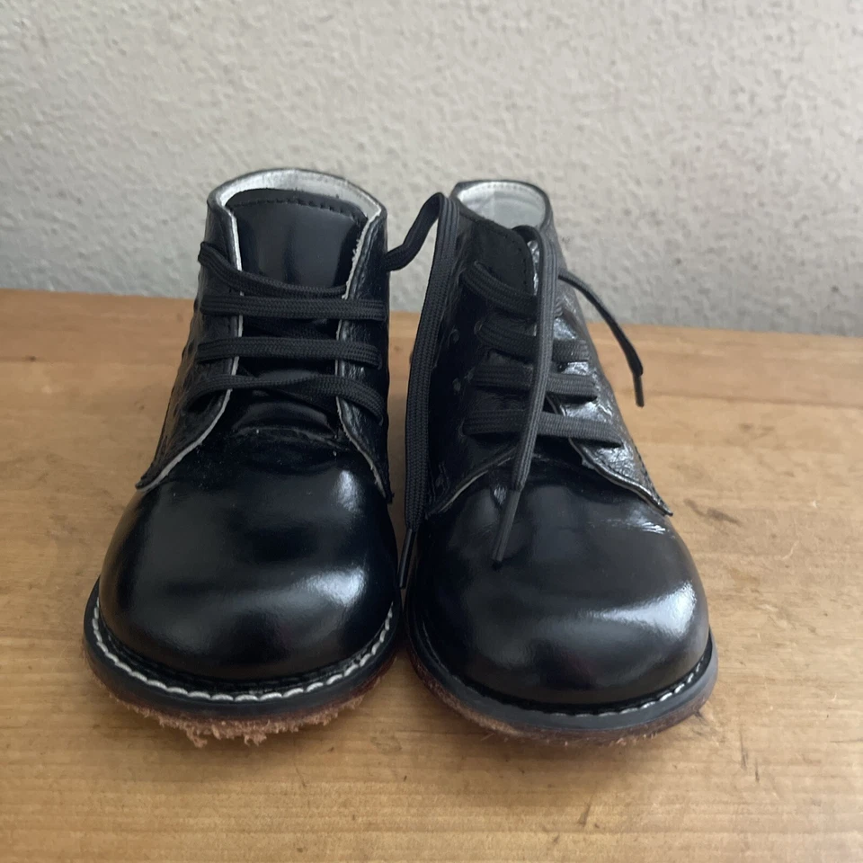 Josmo Black Leather Lace Up Baby Toddler Walking Shoes Boys Sz 7.5 - Image 3 of 4