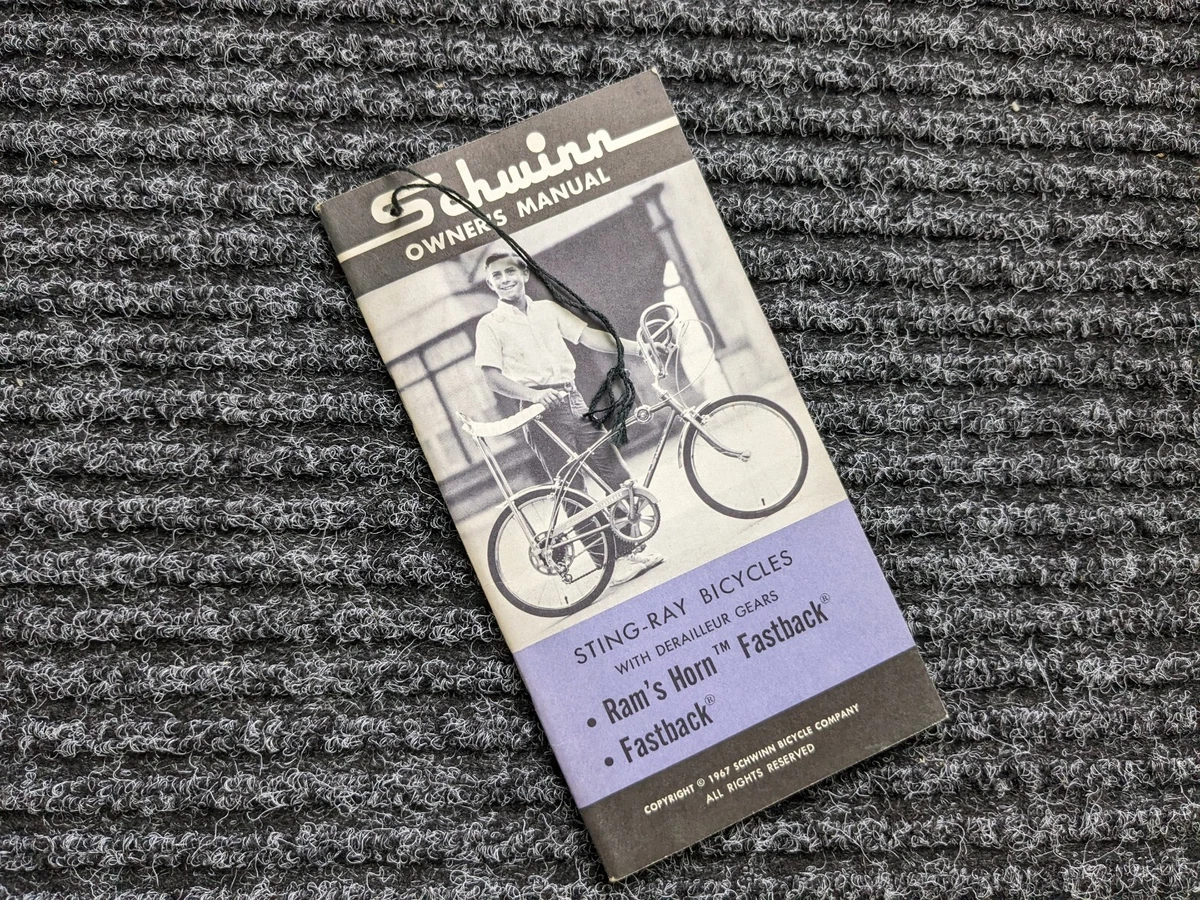 SCHWINN 1967 Bicycle Fastback Rams Horn Stingray Owners Manual