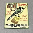 VINTAGE 12” VERY RARE BLU-J BROOMS BIRD MARKLE PORCELAIN SIGN CAR GAS OIL TRUCK