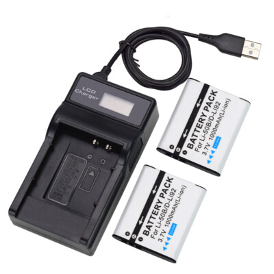 2 Battery +LCD Charger for Olympus SZ-11 SZ-12 SZ-14 SZ-15 SZ-20