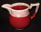 Vintage Hull Art Pottery USA 189 Burgundy Red White Drip Glaze 3 ¼” Pitcher Jug