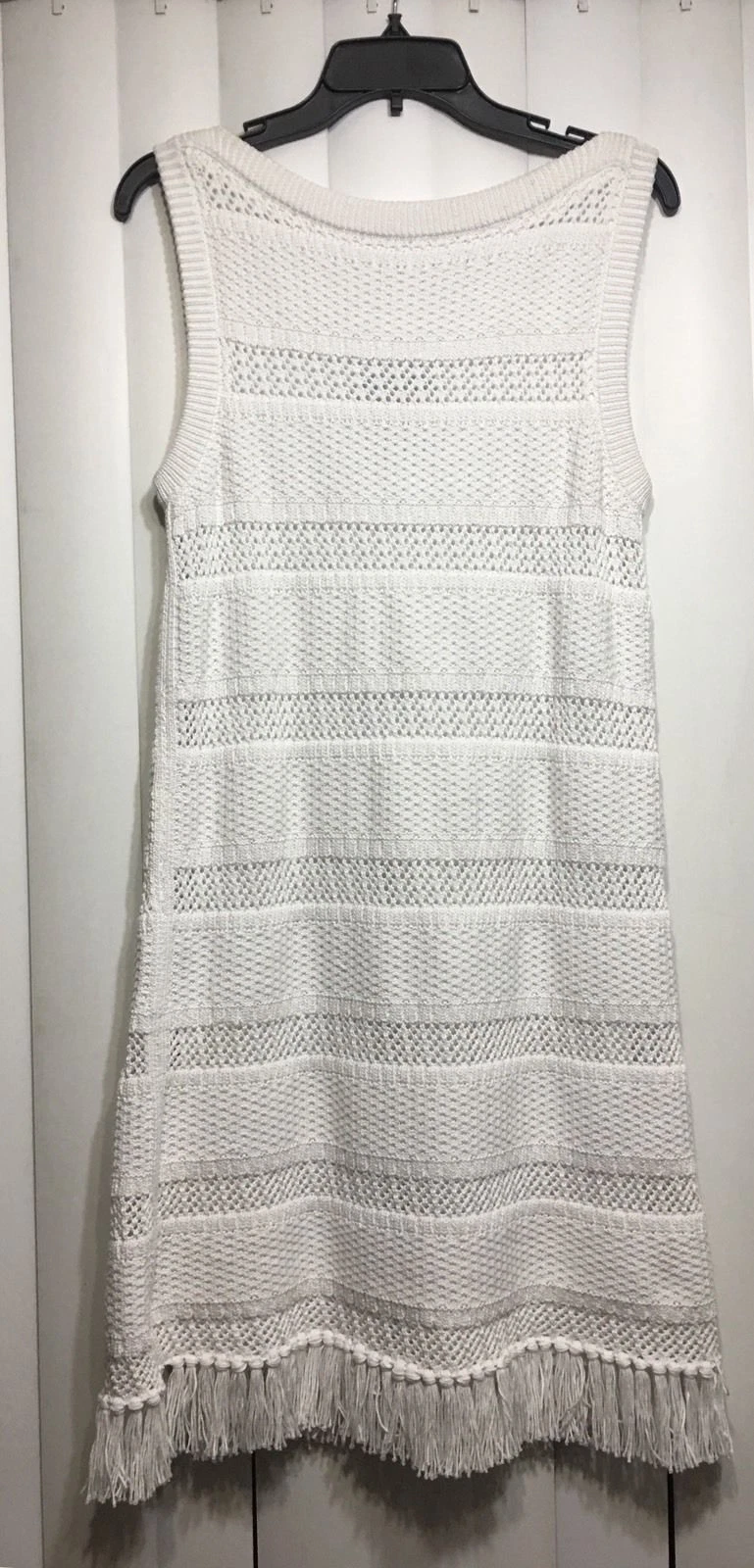 Abito tubino in maglia con frange respiro d'aria Kate Spade New York nuovo con etichette $398.TG. L