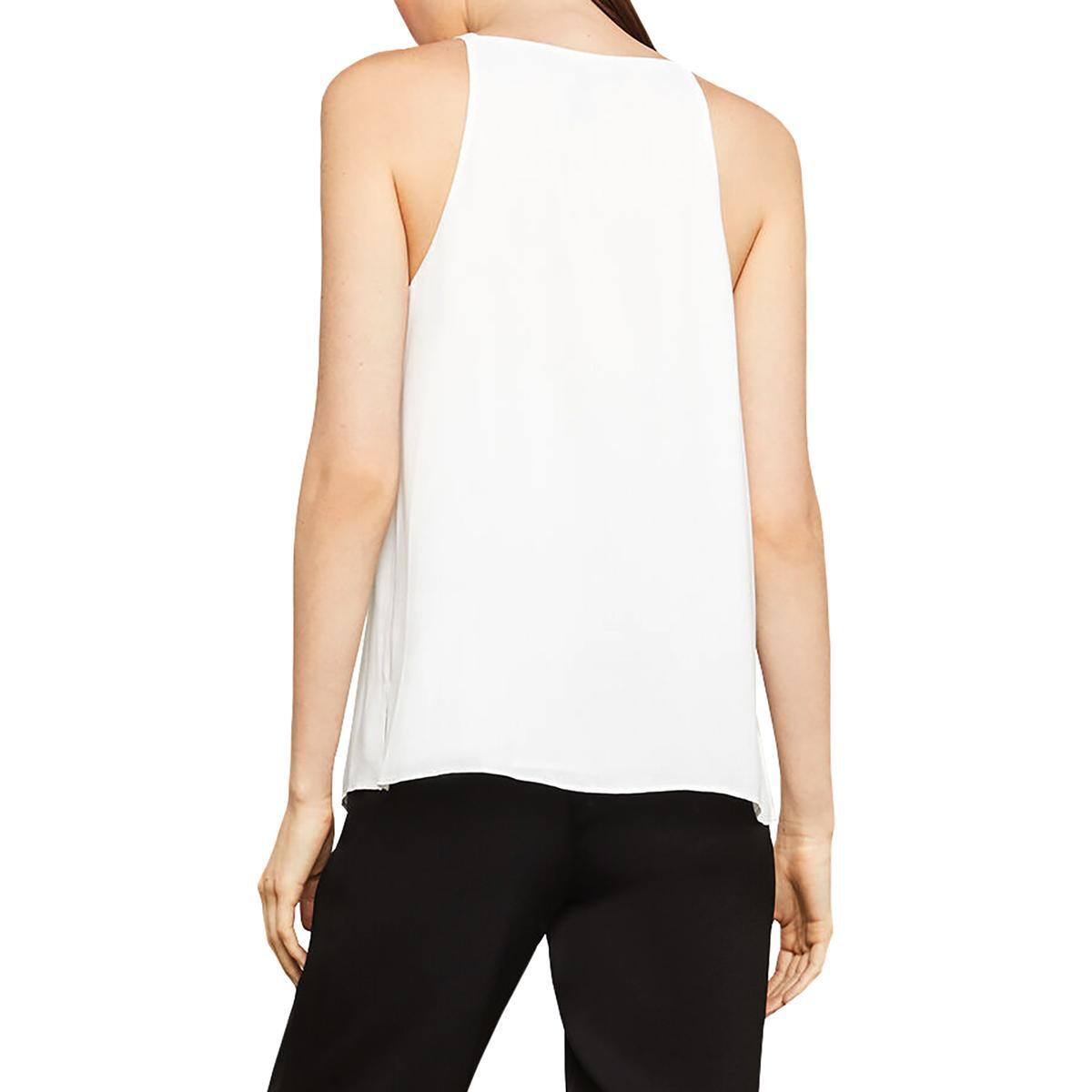 BCBGMAXAZRIA Womens White LaceUp Ruffled Sleeveless Tank Top Shirt M