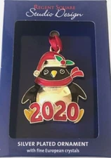 Regent Square Studio Design 2020 Penguin Ornament w/Fine European Crystals