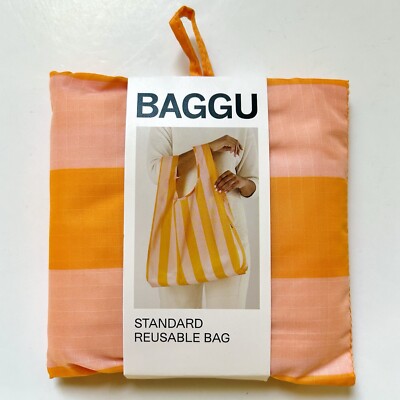 NEW! Baggu STANDARD BAG in “Tangerine Wide Stripe” Recyc