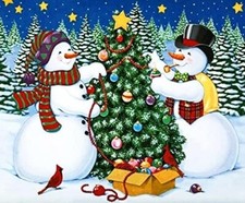 DIY Oil Painting Paint by Number Kit-Happy Snowman,16X20 Inch