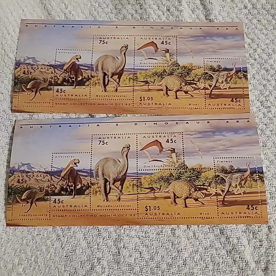 AUSTRALIA 1993 DINOSAURIOS HOJAS DE RECUERDO 2 CON EMBALAJE ORIGINAL Y FOLLETO CS1967 Foto 3 de 4