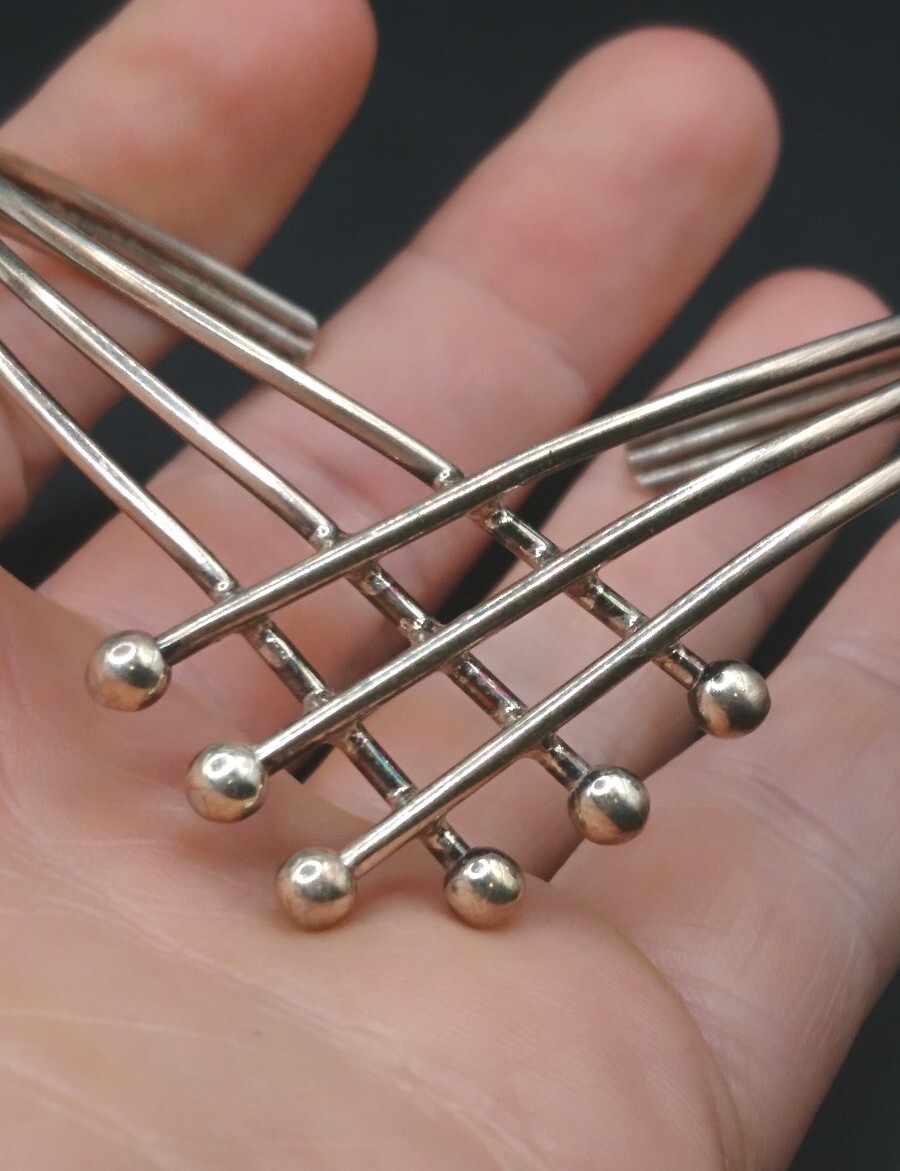 Solid Sterling Silver Torque Bangle. Unusual Desi… - image 3