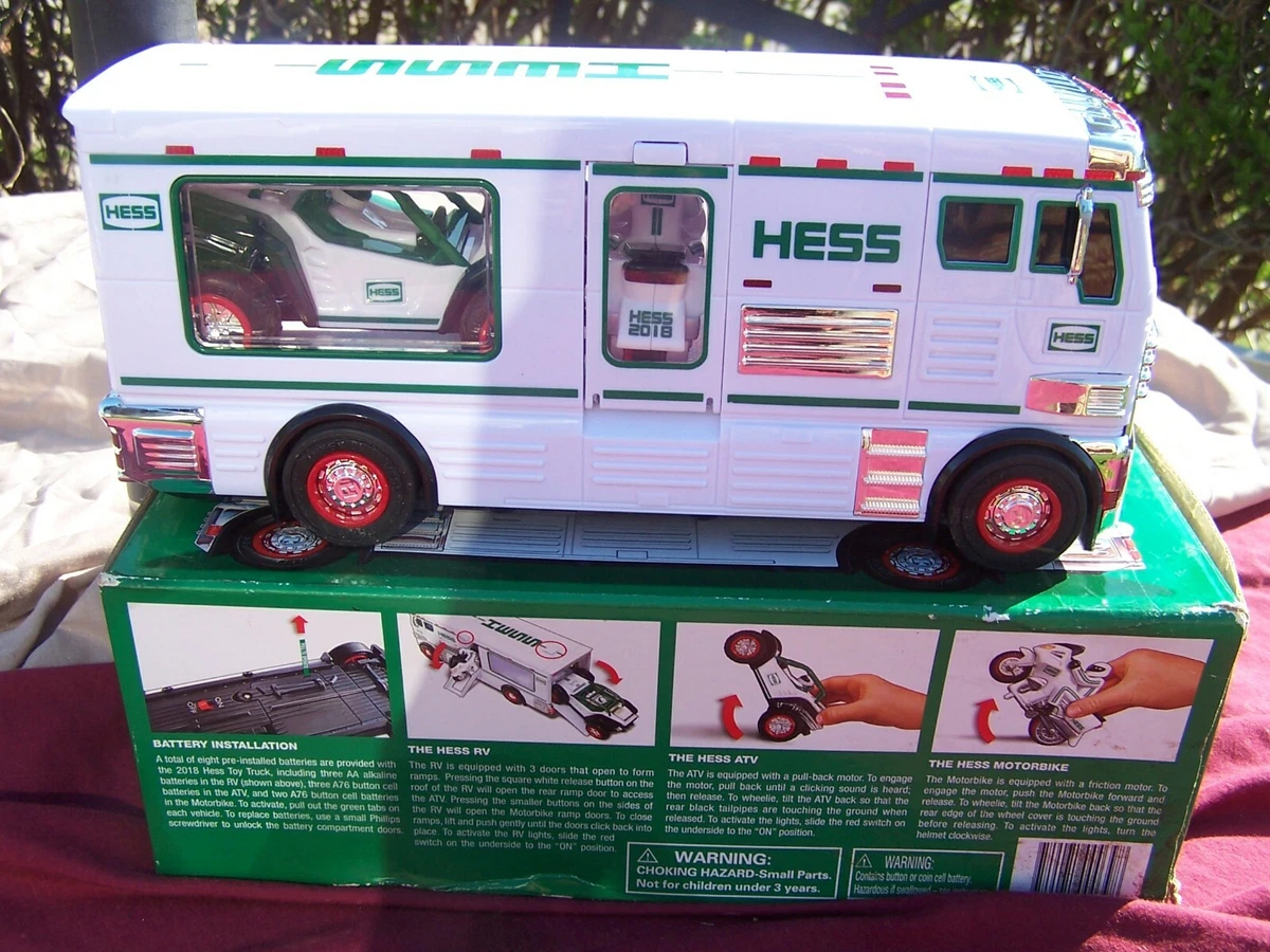 Hess 2018 Toy Truck RV with ATV and Motorbike Holiday Edition New