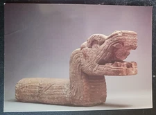 postcard art Feathered Serpent Head Yucatan Maya Toltec sculpture unposted