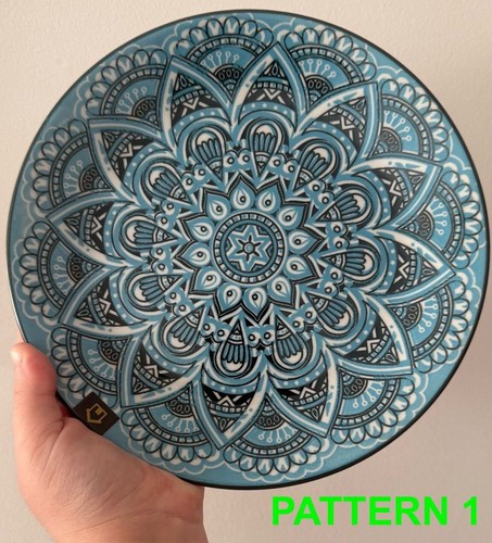 12 Blue Mediterranean Patterned Ceramic Plates (3 sets)