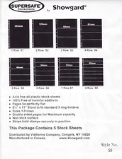 Supersafe Stamp Stock Sheets, Black, 5 Row