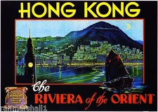 Hong Kong China Riviera Orient Vintage Travel Advertisement Art Poster Print