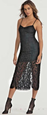 Love Shack Fancy Women Size Large Sima Black Lace Midi Slip Dress Whimsigoth