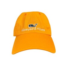 Vineyard Vines Mens Orange Whale Logo Embroidered Baseball Hat Adjustable Cap