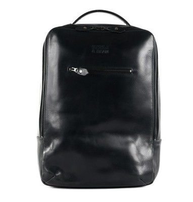 BUCKLE & SEAM Leon New Stripes Leather Backpack Rucksack Laptoprucksack Black