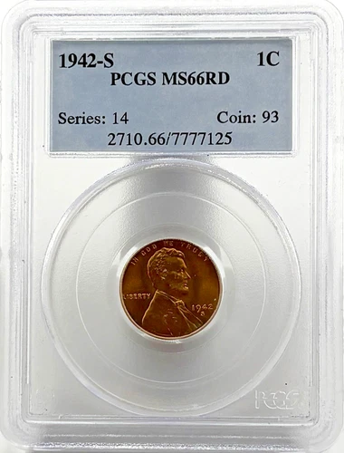 1942-S Lincoln Cent PCGS MS66 RD
