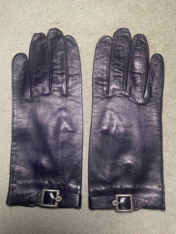 Black Lambskin Leather Dress Gloves, Size 8, Fit Like 7.5, Unlined By Aigner