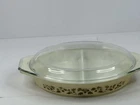 Vintage Pyrex 1.5 Qt Divided Casserole Dish w Lid 945C7 #32 Brown Vine USA