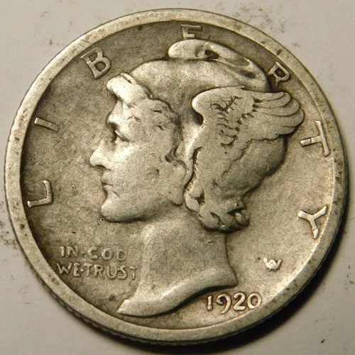 1920 S Mercury Dime 90% Silver VG-F  "Actual Coin Pictured- Not Cleaned"
