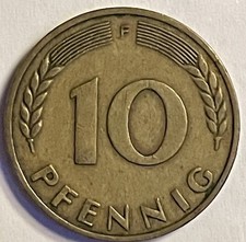 10 Pfennig BRD 1949 F Bank deutscher Länder Deutschland Messing - sehr selten!