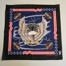 Vintage Harley Davidson Bandana Eagle USA Flag Stars Stripes Lightning Made USA