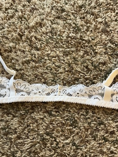Vintage Victoria Secret Bra 36C Gold Label White Lace Unlined Unpadded Underwire - Picture 10 of 11
