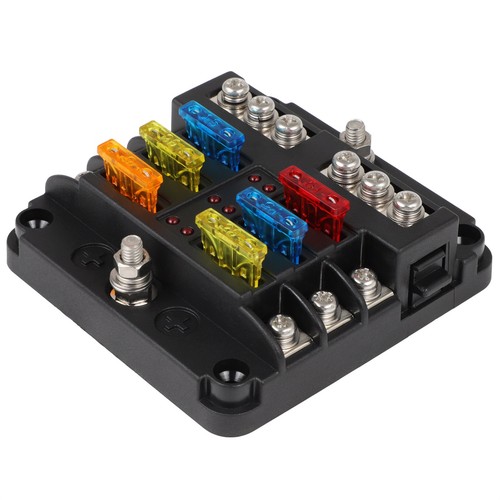 Universal 6 Way Blade Fuse Box Block Negative Waterproof Cover For All Vehicle - Picture 16 of 24